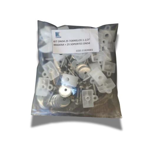 KIT ACCESORIOS PARA INSTALACIÓN DE 2 PLANCHAS ONDULADAS DE 2.00, 2.50, 3.00 Y 3.66MTS MADERA