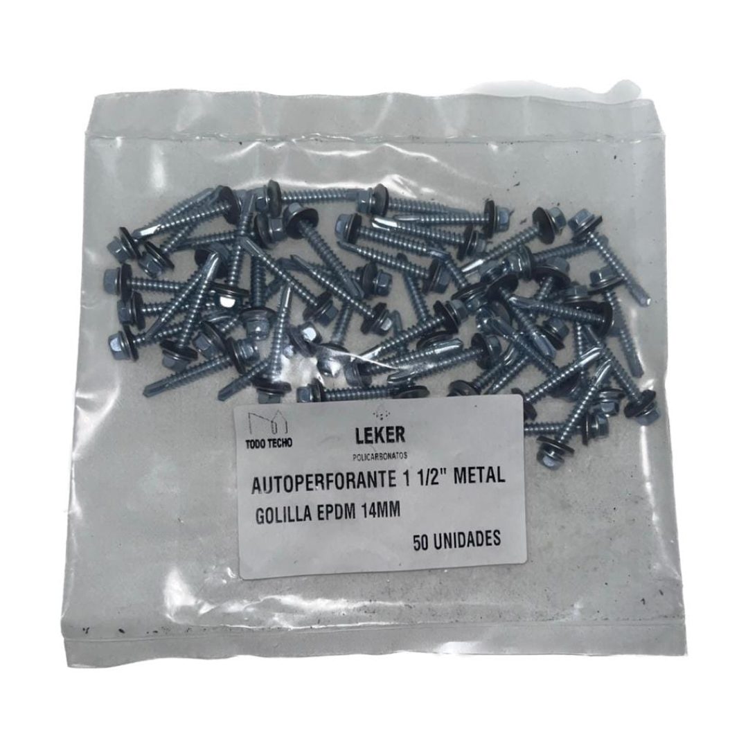 BOLSA 50 TORNILLOS 1 1/2" GOLILLA 14mm METAL — LEKER Chile